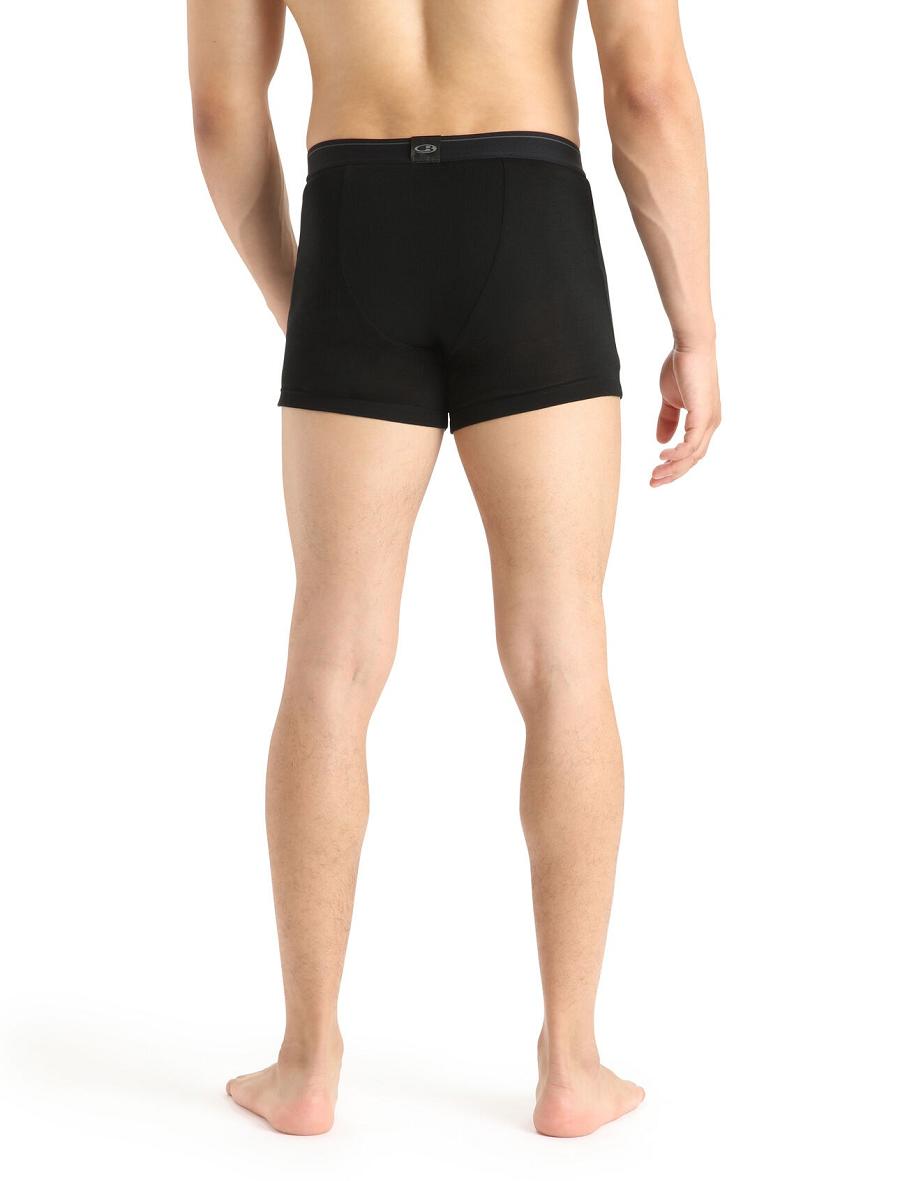 Black Icebreaker Merino 175 Everyday Thermal Boxers With Fly Men's Underwear | AU 1293VRWD